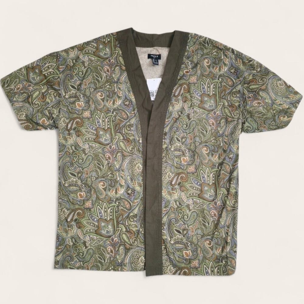 Forever 21 NWT Green Paisley Print Bohemian Men's Woven Kimono Top
